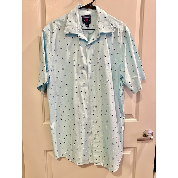 Saddlebred Men's Large Tall Hawaiian Style Short Sleeve Button Down Classic Fit - Picture 1 of 5